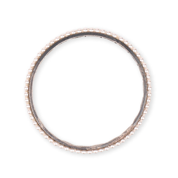 Oxidised Silver Pearl Bangle