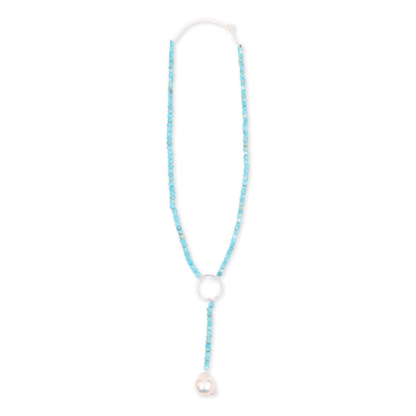 Circle Y Necklace with Blue Firoza (Project Handmade)