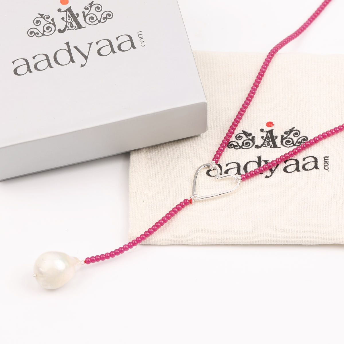 Heart Y Necklace with Rubies (Project Handmade)