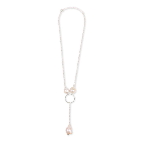 Baroque Pearl & Chain Y Necklace (Project Handmade)