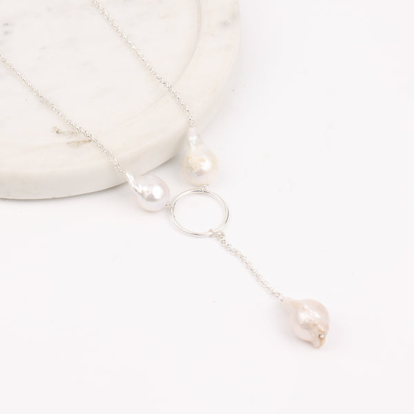 Baroque Pearl & Chain Y Necklace (Project Handmade)