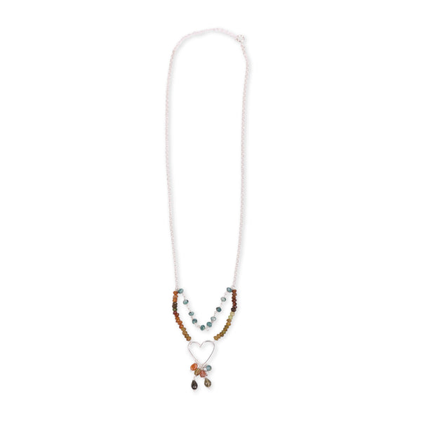 Heart Necklace with Blue Jade & Tourmaline (Project Handmade)