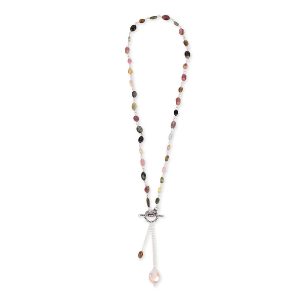 Front Clasp Necklace with Tourmaline (Project Handmade)