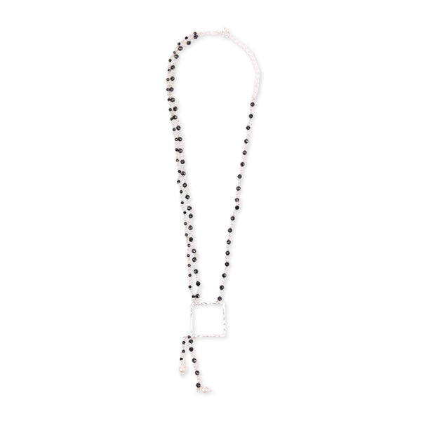 Double-Layered Asymmetrical Necklace with Black Spinel & Pearls (Project Handmade)