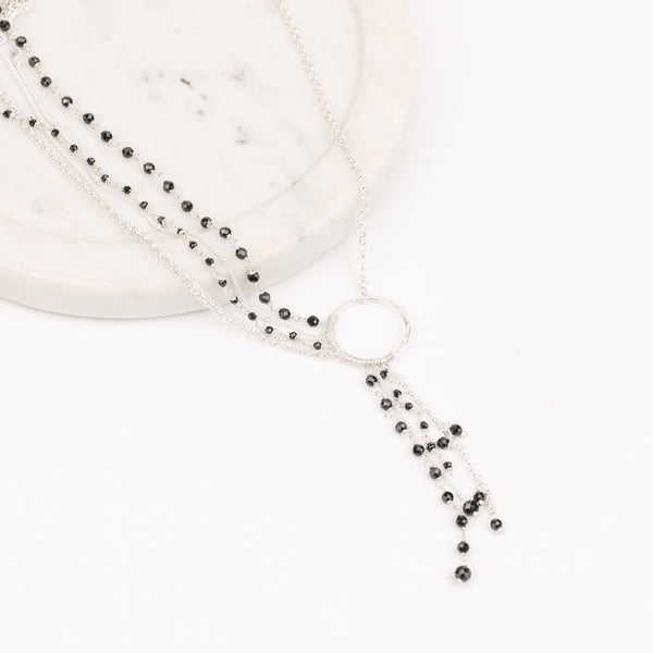 Multilayered Asymmetrical Necklace with Black Spinel (Project Handmade)