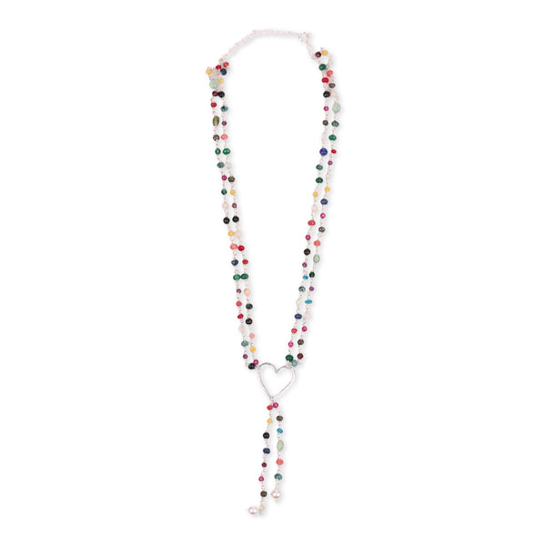 Heart Layered Necklace with Multicolour Stones (Project Handmade)