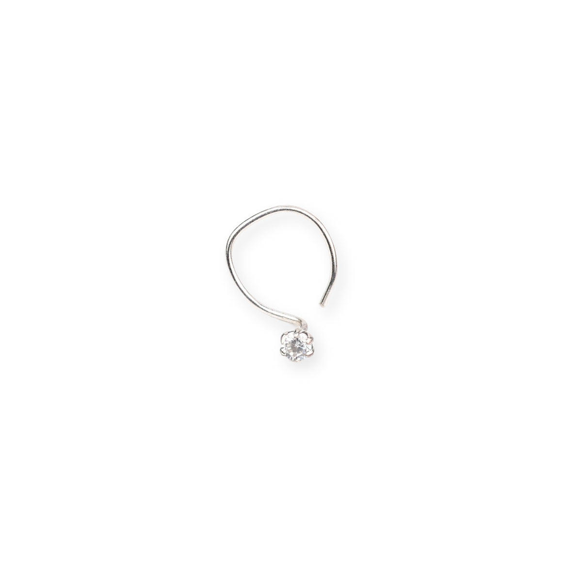 Tiny White CZ Nose Pin (Pierced)