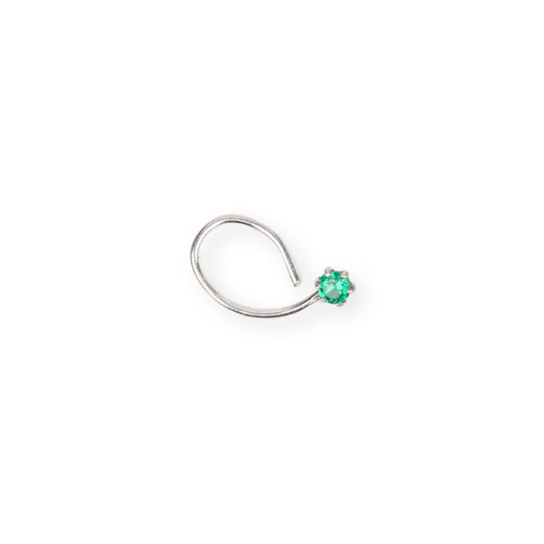 Green CZ Nose Pin - Small (Pierced)