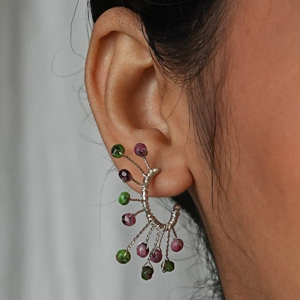 Pink & Green Jade Snowflake Hoops (Project Handmade)