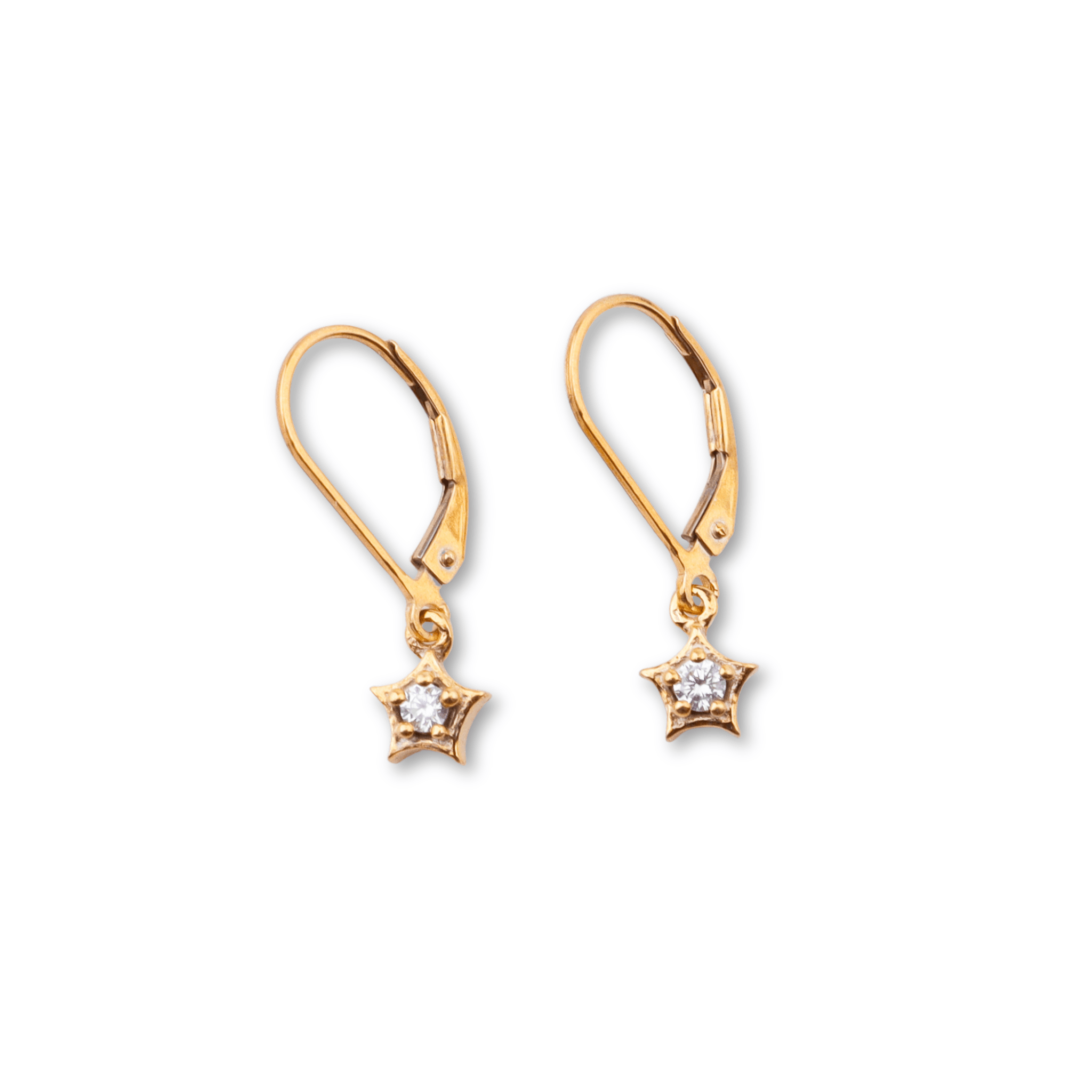 Gold star earrings with cubic zirconia stones