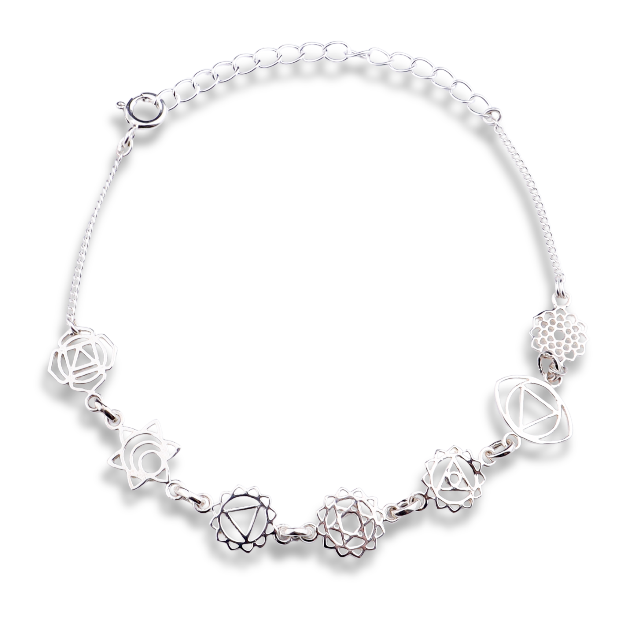 Seven Chakra Silver Bracelet