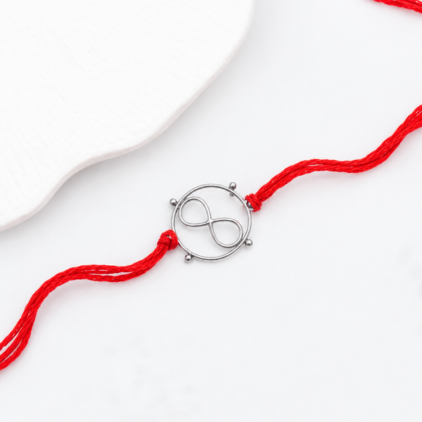 Silver Infinity Round Rakhi