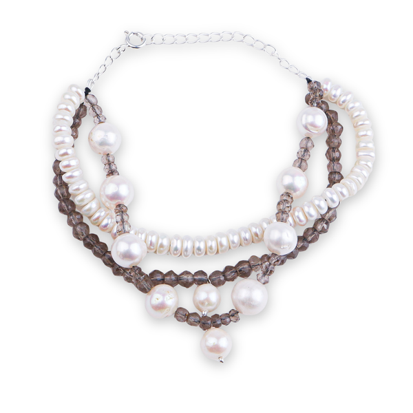 Smoky Quartz & Freshwater Pearl Bracelet