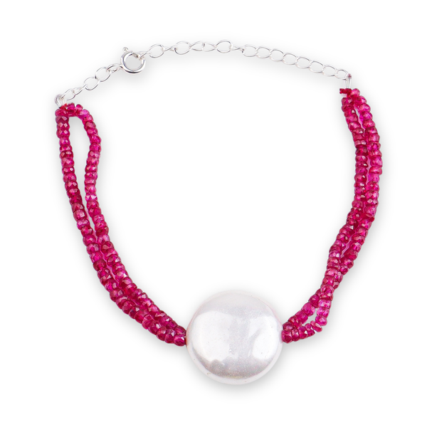 Rubies & Coin Pearl Bracelet