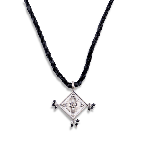 Oxidised Silver Diamond Filigree Mangalsutra