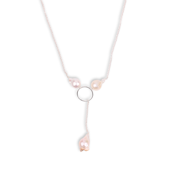 Baroque Pearl & Chain Y Necklace (Project Handmade)