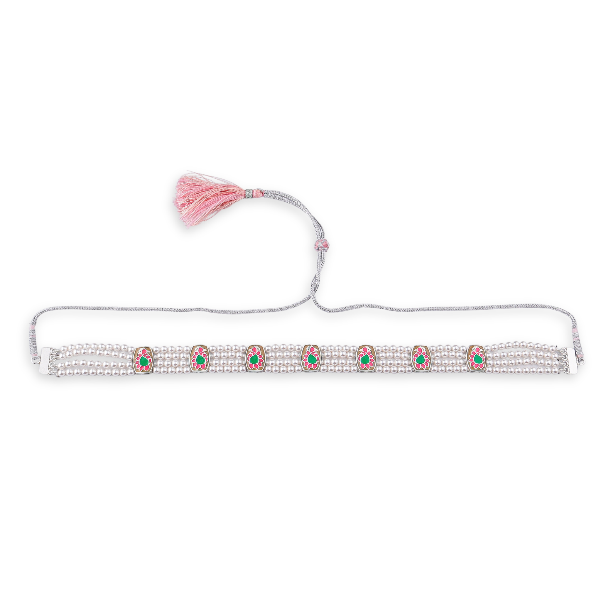 Peacock & Pearl Silver Choker