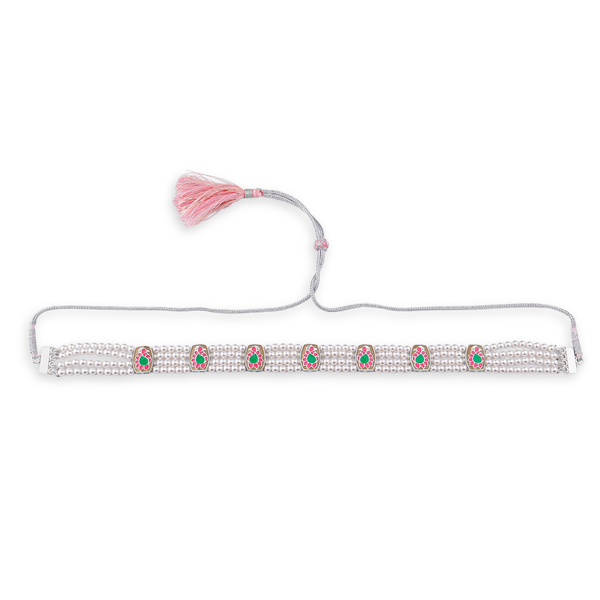 Peacock & Pearl Silver Choker