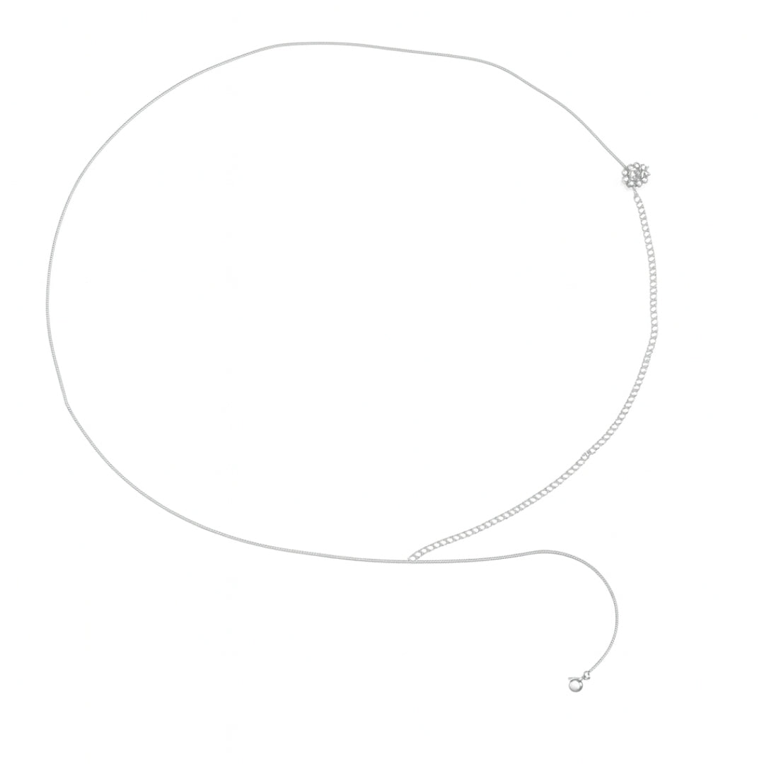 Silver Ghungroo Bunch Waist Chain in sterling silver with delicate ghungroo clusters
