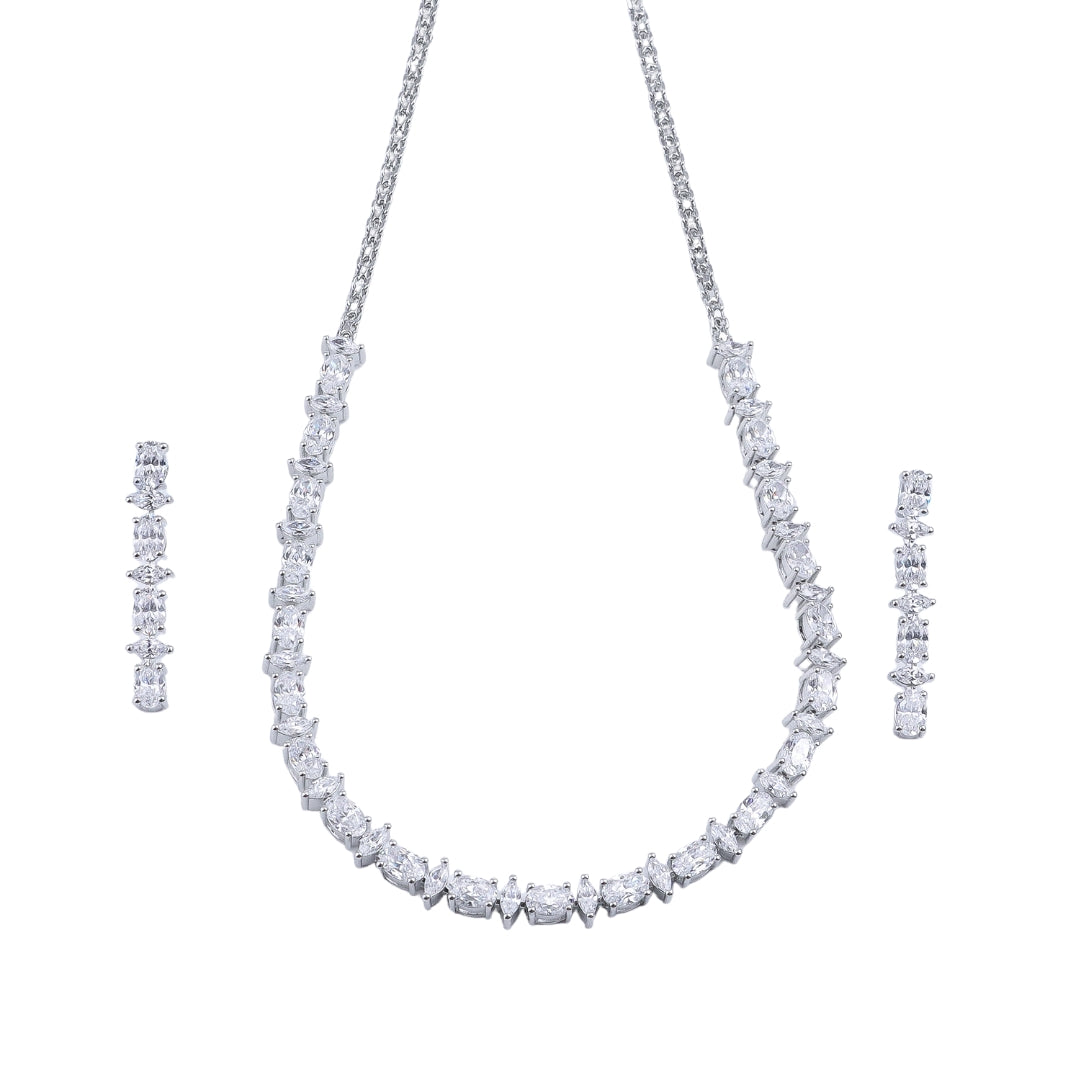 Silver CZ Necklace and Earring Set