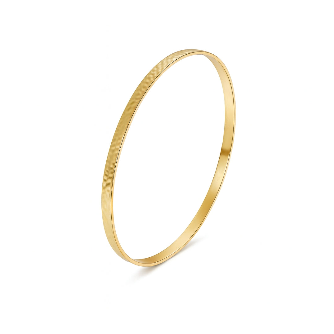 Hammered Silver Bangle | 92.5 Silver | 22K Gold Plated