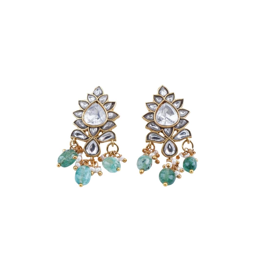 22K gold-plated fashion earring front view featuring an elegant design and premium 22K gold-plated finish
