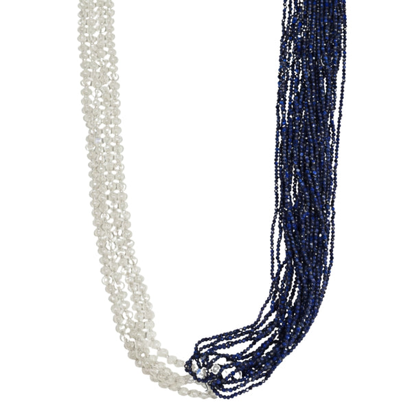 Luxe Necklace Lapis & Moonstone front view in 92.5 sterling silver