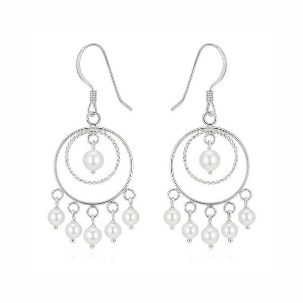 Pearl Chandbali earrings small size in 92.5 sterling silver
