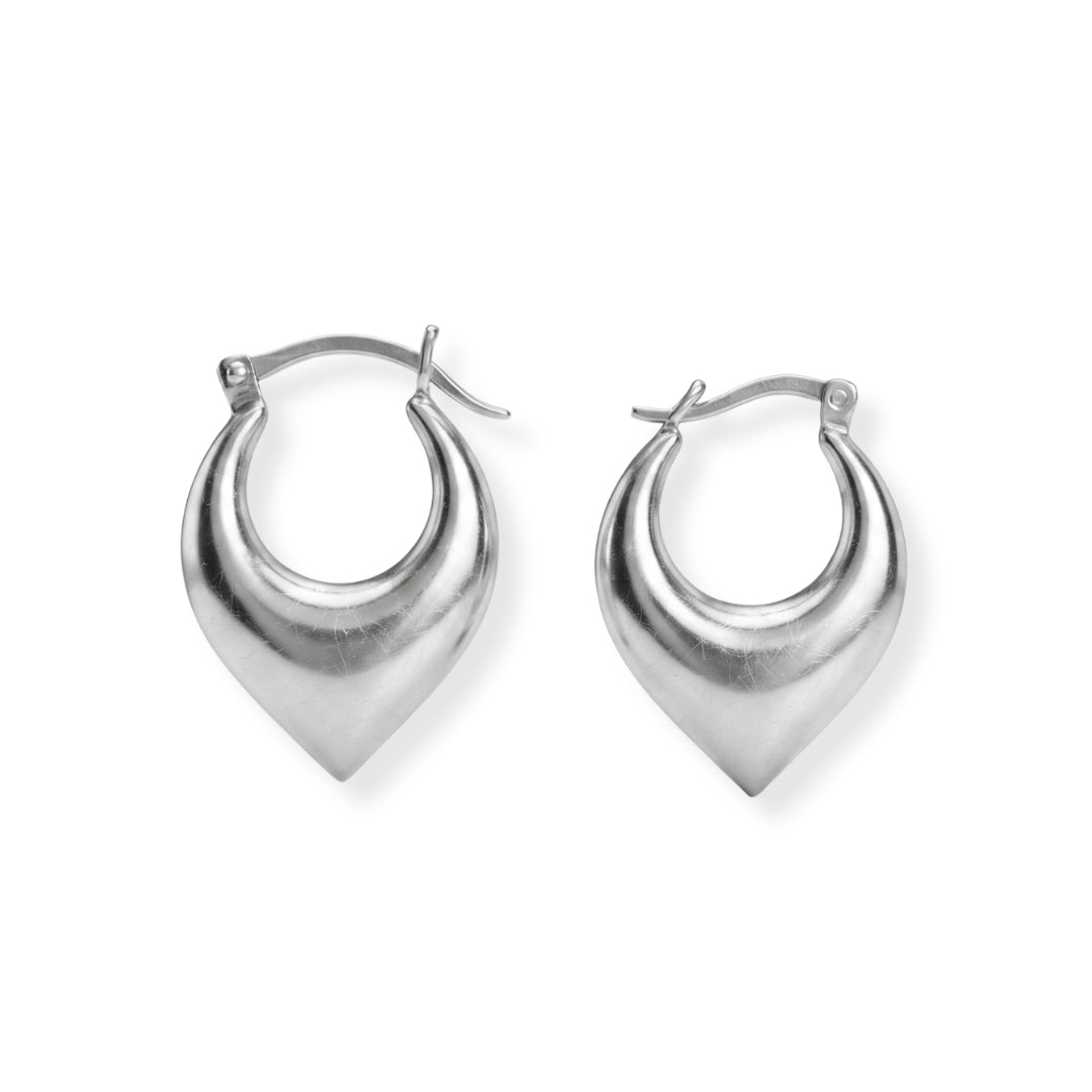 Silver Crescent Hoops