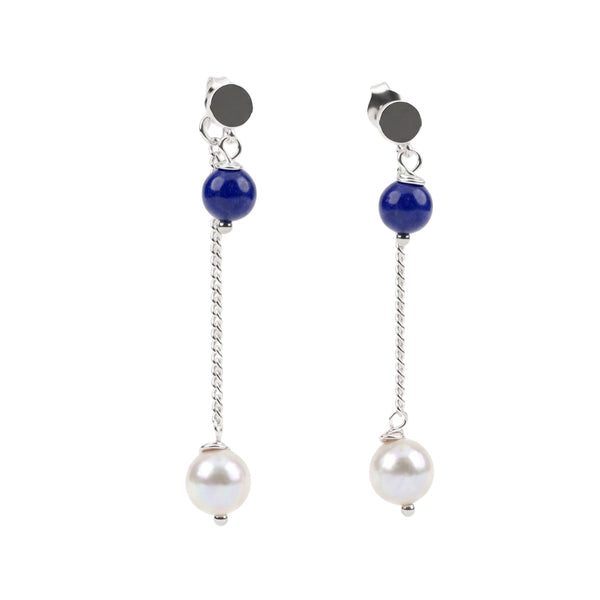 Blue Agate and Pearl Earrings (Project Handmade)