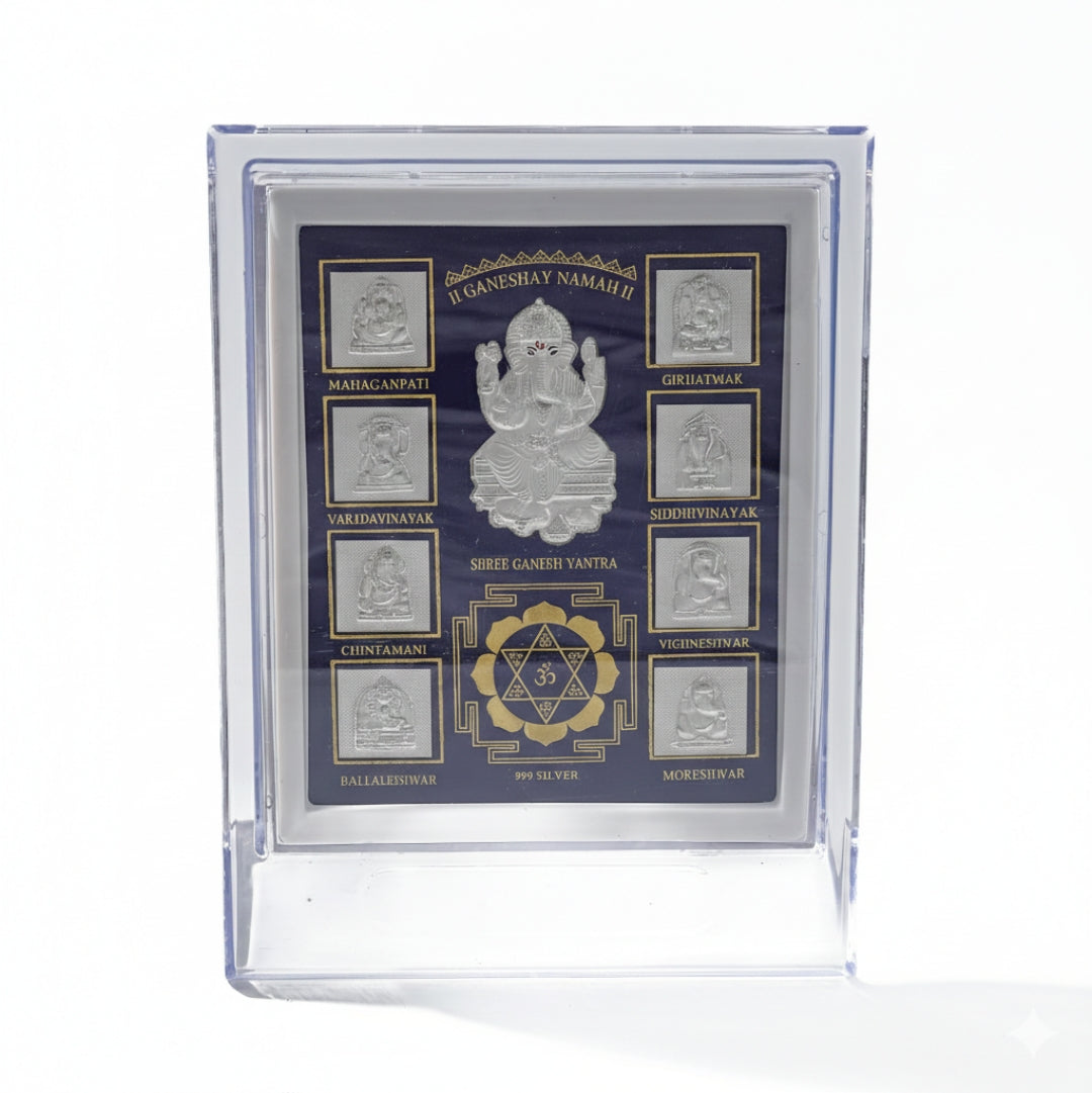 Violet Ganesh Yantra silver frame for home decor