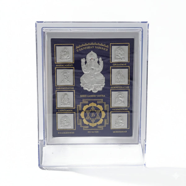 Violet Ganesh Yantra silver frame for home decor