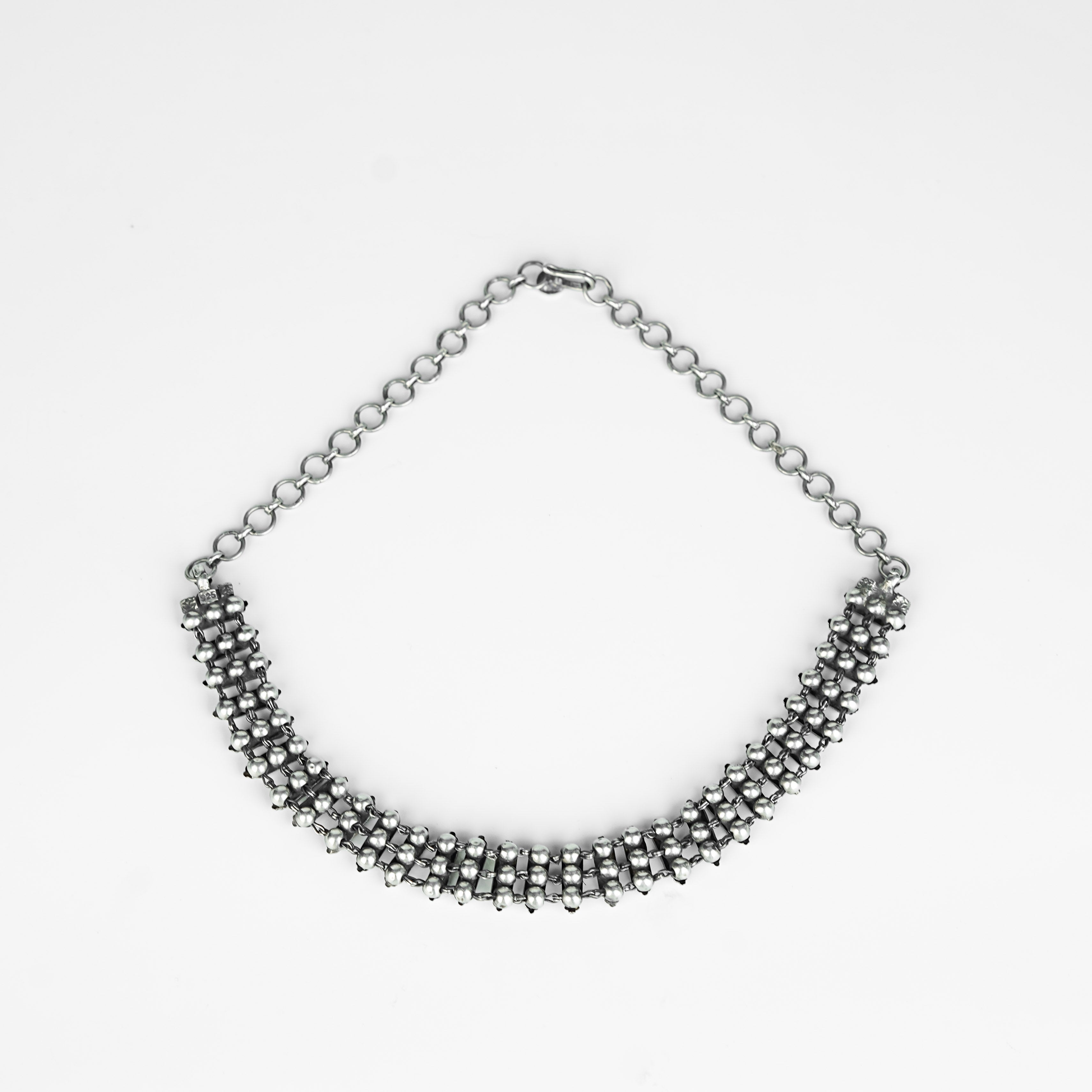 Silver Oxidized Two Way Choker