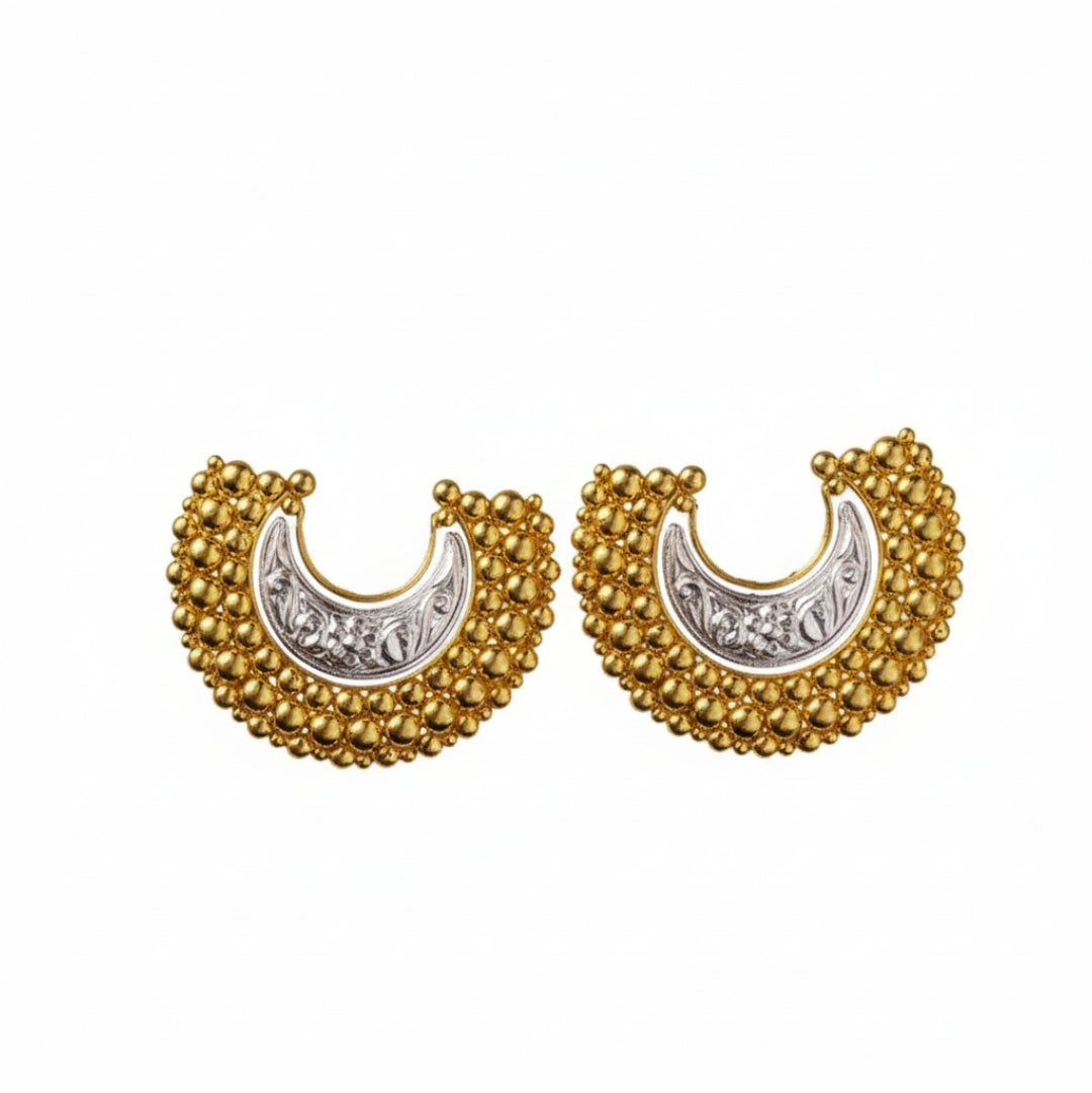 Swarna Rajat : Chandrakor Earrings (Dual Tone)
