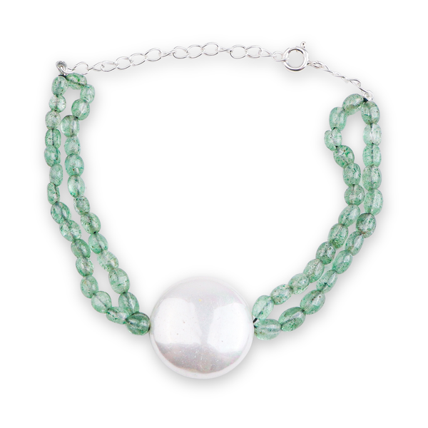 Rusian Quartz & Coin Pearl Bracelet
