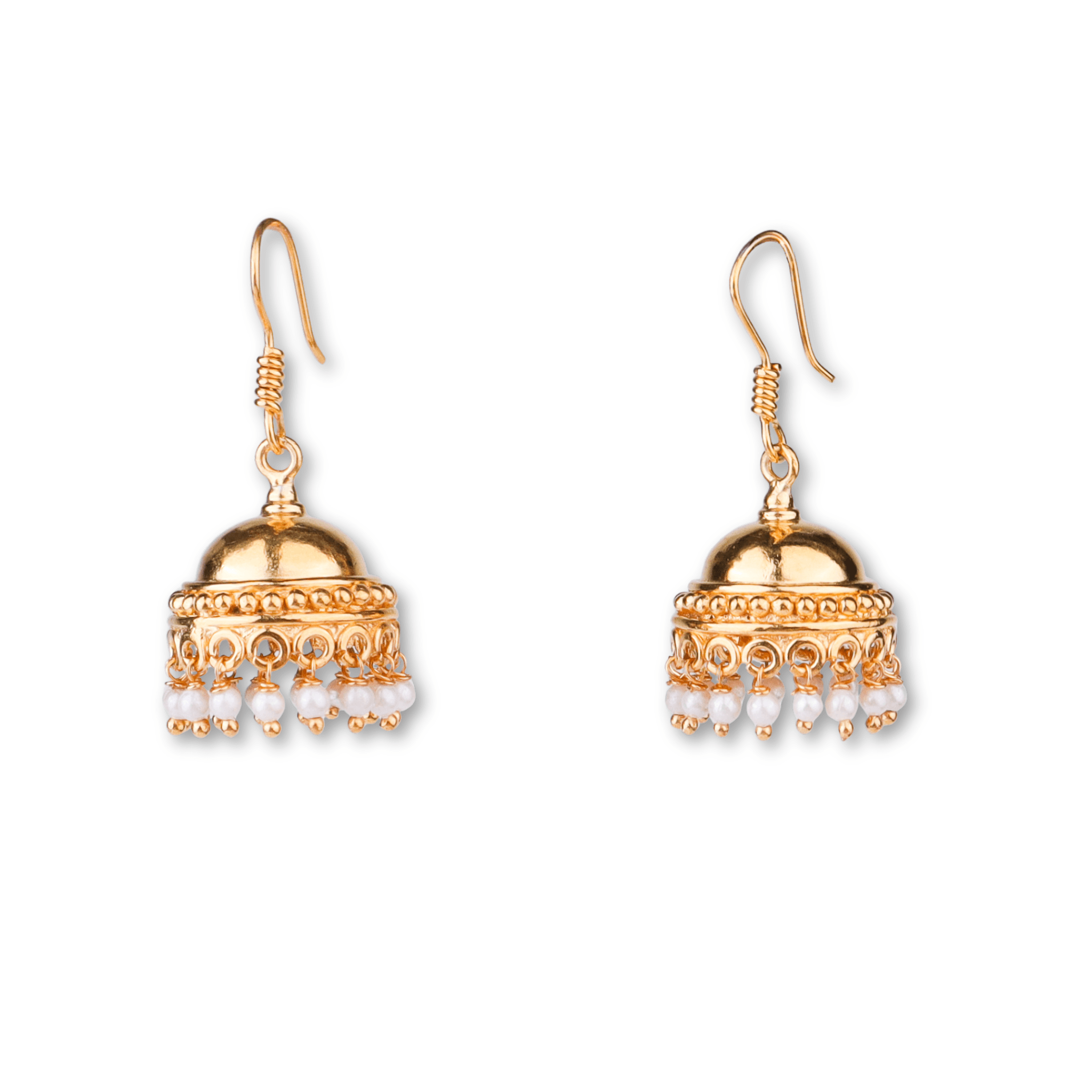 Gold earrings with pearl accents