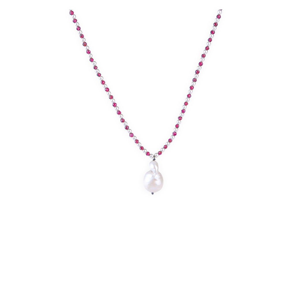 Garnet & Pearl Necklace