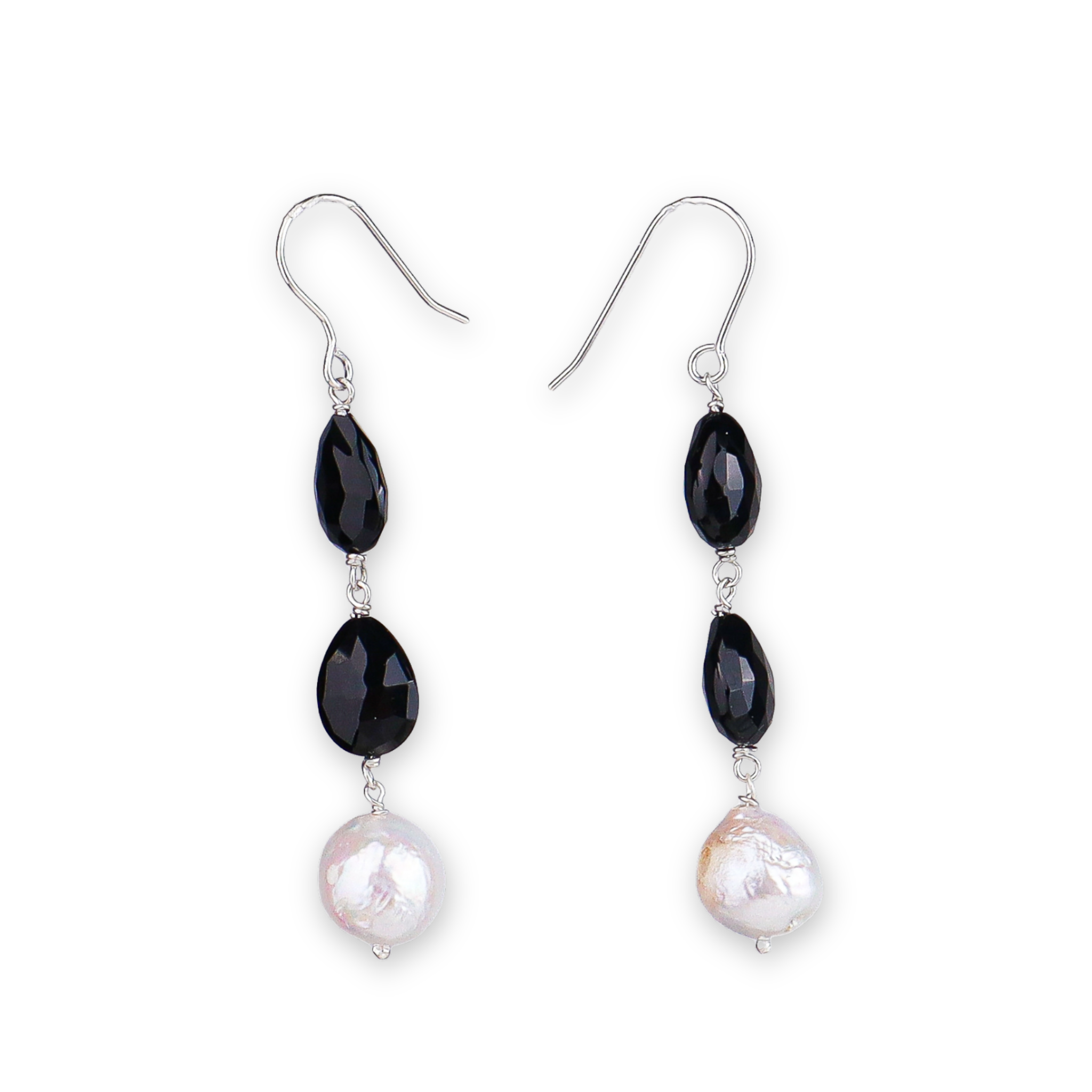Black Spinnel & Baroque Pearl Drop Earring