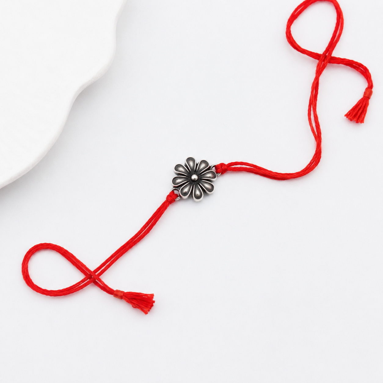 Handcrafted Silver Flower Rakhi