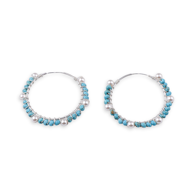 Turquoise & Pearl Hoops (Project Handmade)