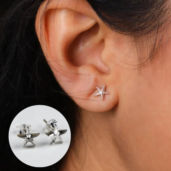 Silver starfish stud earrings in 92.5 silver
