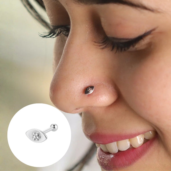 Tiny Silver Marquise Kudi Nose Pin