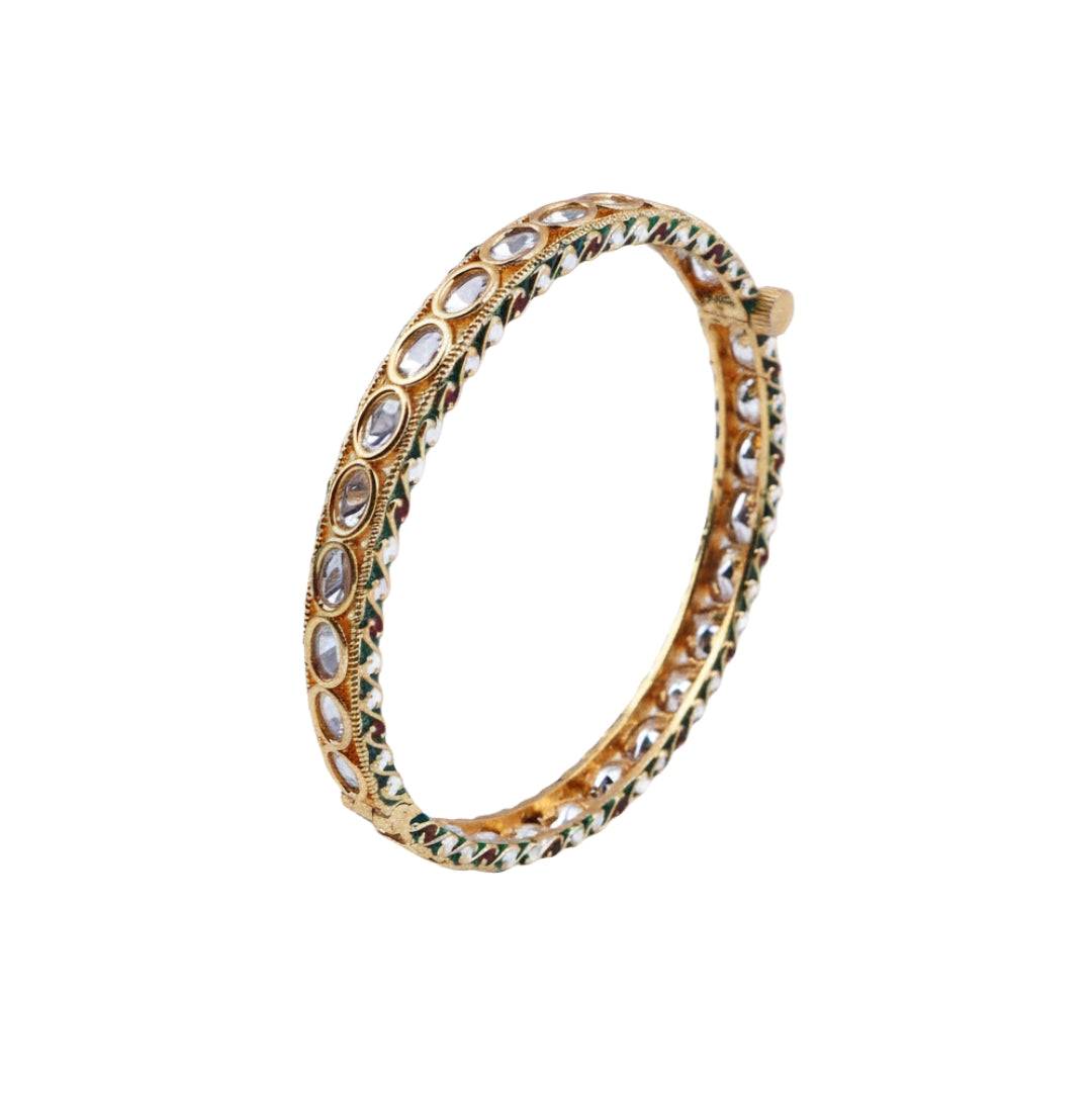 22K Gold-Plated Fashion Bangle (Single) front view featuring an elegant design and premium 22K gold-plated finish