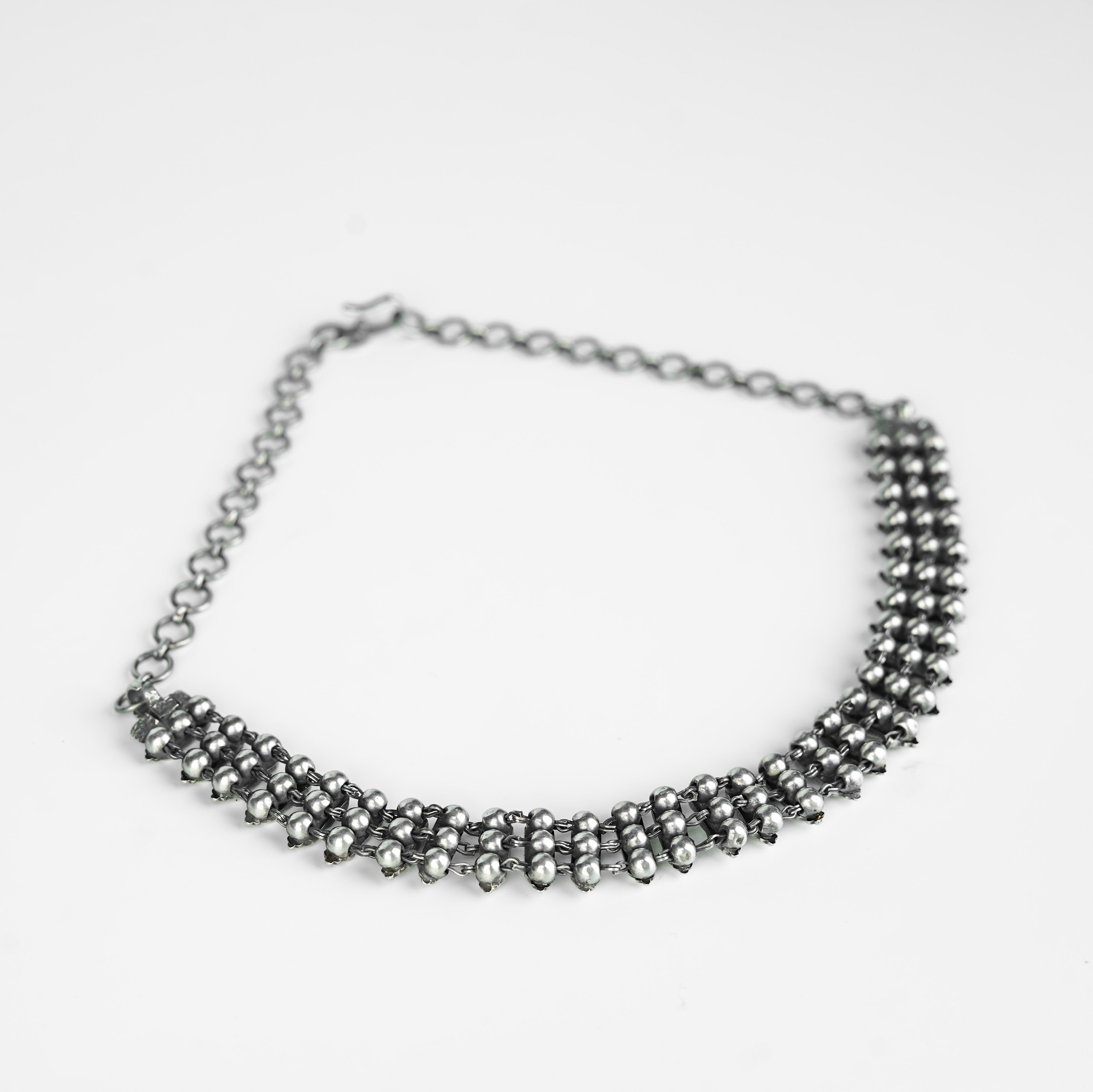 Two Way Silver Choker - Oxidized Charm