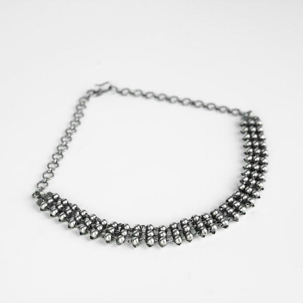 Two Way Silver Choker - Oxidized Charm