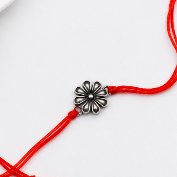 Handcrafted Silver Flower Rakhi