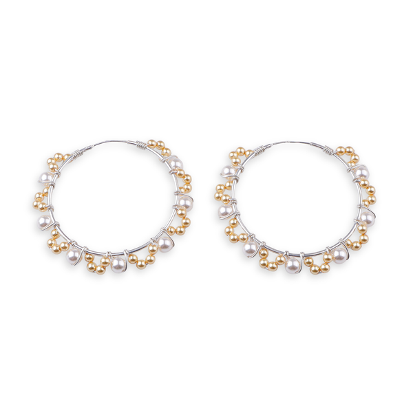 Golden & White Pearl Hoops (Project Handmade)
