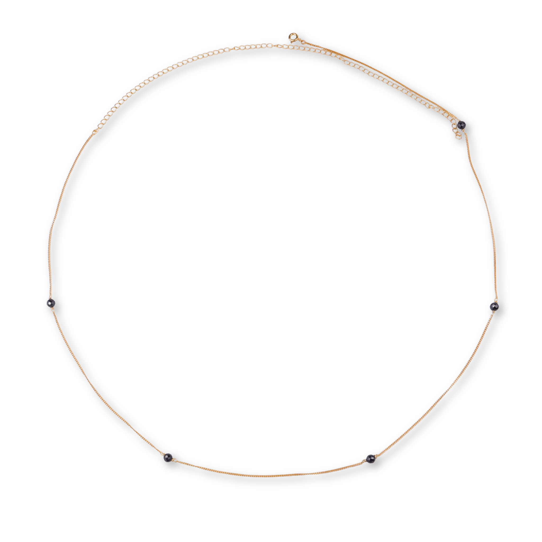 Gold chain with black beads