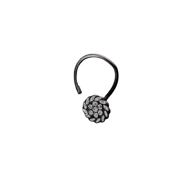 Hammered Silver Round Shaped Nose pin (Pierced)