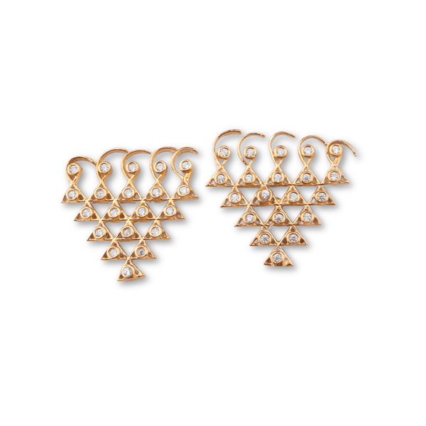 Saraswati Earrings in 22K gold-plated finish, front view showcasing an elegant traditional design